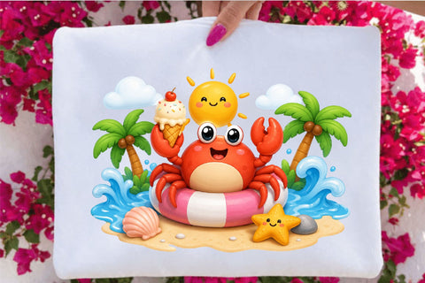 Cute Summer Crab PNG Sublimation SVGArt 