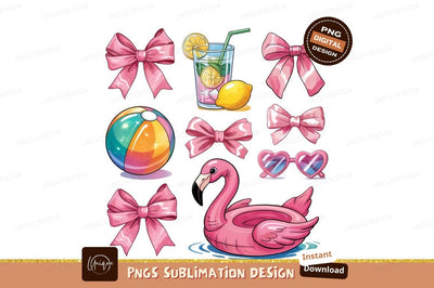 Cute Summer Elements Flat Vector Illustration Sublimation Designangry 