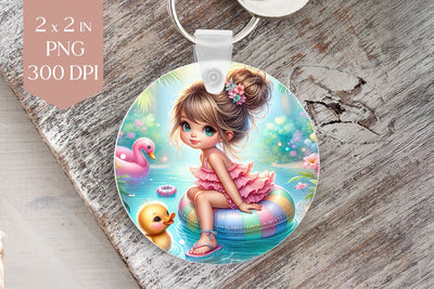 Cute Summer Girl with Duck Sublimation PNG Sublimation BijouBay 