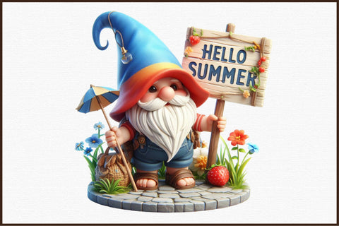 Cute Summer Gnome Sublimation Clipart Sublimation designartist 