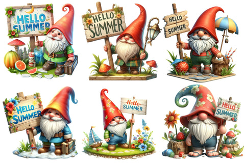Cute Summer Gnome Sublimation Clipart Sublimation designartist 