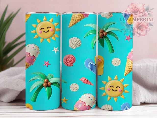 Cute Summer Ice Cream Flip Flops 20oz Tumbler, Summer Ice Cream, Flip Flops, Cute Design, Sublimation Wrap, 20oz Tumbler, Fun Aesthetic, Beach Charm Sublimation Li Zamperini 