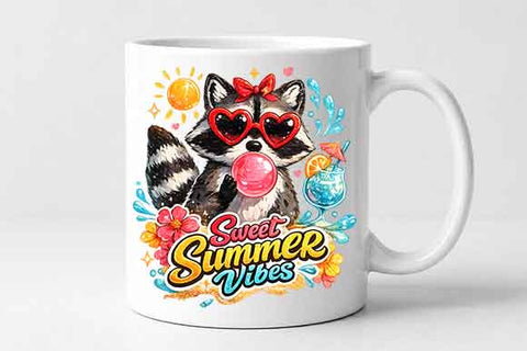 Cute Summer Raccoon PNG Sweet Summer Vibes Sublimation Design SVG BillahCrafts 