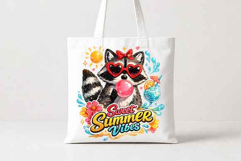 Cute Summer Raccoon PNG Sweet Summer Vibes Sublimation Design SVG BillahCrafts 