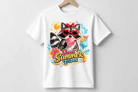 Cute Summer Raccoon PNG Sweet Summer Vibes Sublimation Design SVG BillahCrafts 