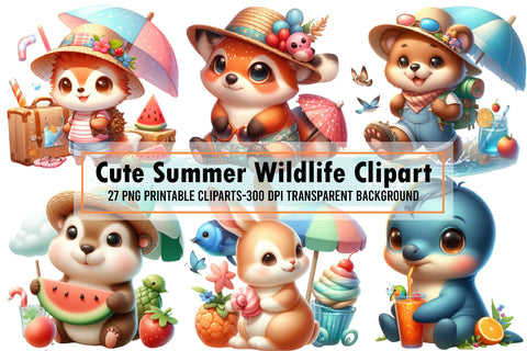 Cute Summer Wildlife Sublimation Clipart Sublimation designartist 