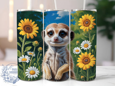 Cute Sunflower Meerkat Tumbler, Cute Animal Tumbler, Sunflower 20oz Wrap, Sublimation Design, Nature Lover Gift, Adorable Meerkat Wrap, Whimsical Floral Tumbler Sublimation ToriDesigns 