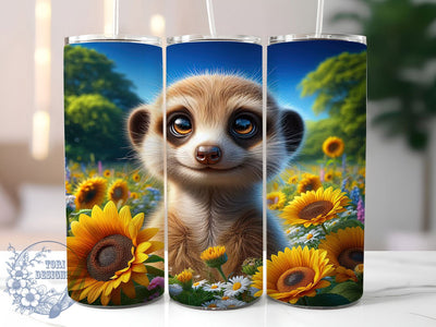 Cute Sunflower Meerkat Tumbler, Cute Animal Tumbler, Sunflower 20oz Wrap, Sublimation Design, Nature Lover Gift, Adorable Meerkat Wrap, Whimsical Floral Tumbler Sublimation ToriDesigns 