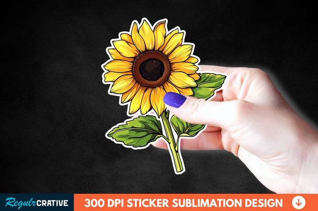 Cute Sunflower Sticker Clipart Sublimation Regulrcrative 