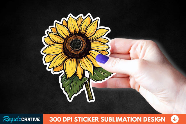Cute Sunflower Sticker Clipart Sublimation Regulrcrative 