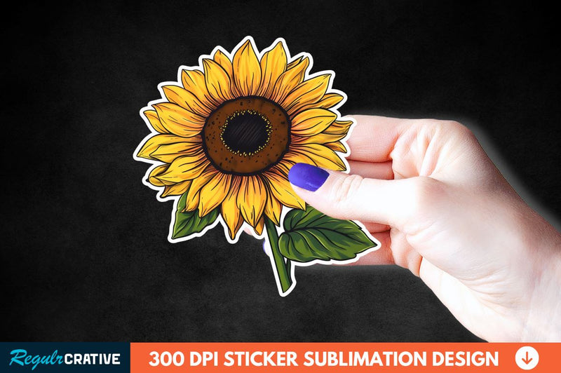 Cute Sunflower Sticker Clipart Sublimation Regulrcrative 