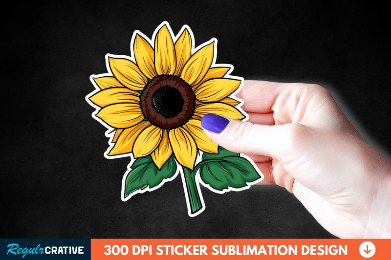 Cute Sunflower Sticker Clipart Sublimation Regulrcrative 