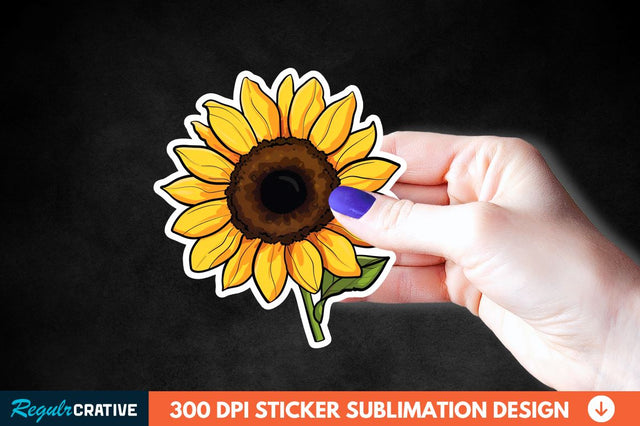 Cute Sunflower Sticker Clipart Sublimation Regulrcrative 
