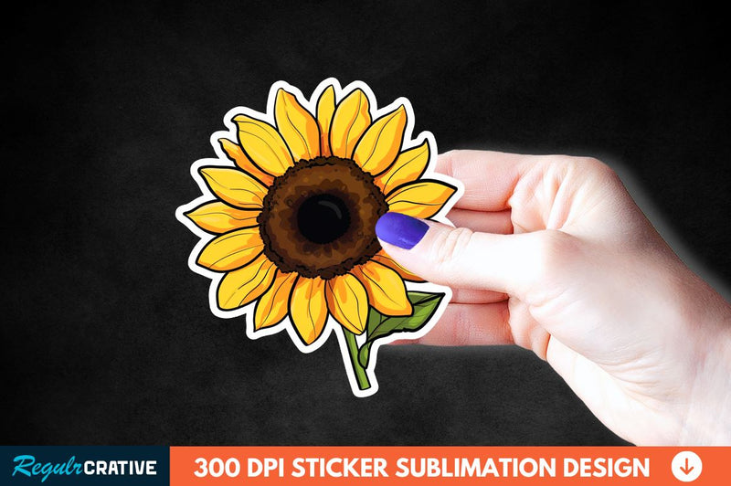 Cute Sunflower Sticker Clipart Sublimation Regulrcrative 