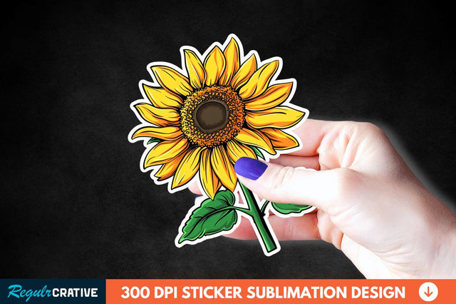 Cute Sunflower Sticker Clipart Sublimation Regulrcrative 