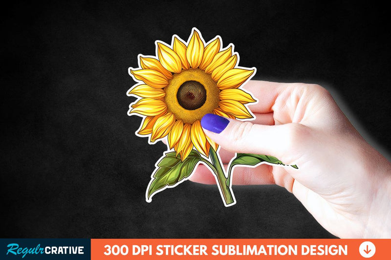 Cute Sunflower Sticker Clipart Sublimation Regulrcrative 