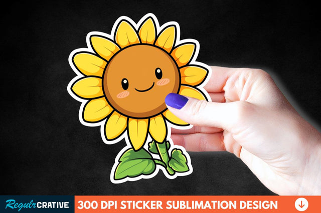 Cute Sunflower Sticker Clipart Sublimation Regulrcrative 