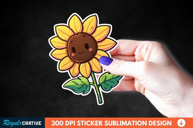 Cute Sunflower Sticker Clipart Sublimation Regulrcrative 