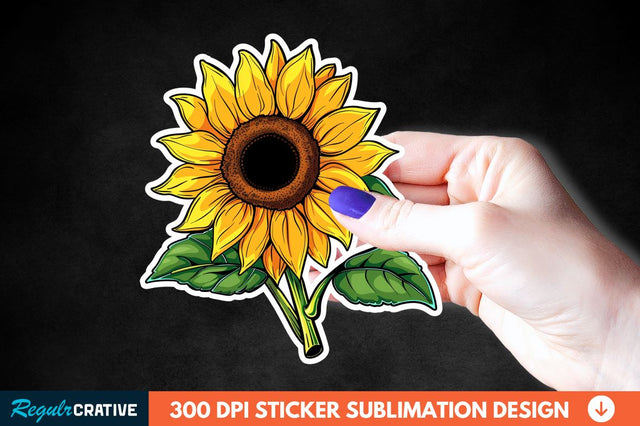 Cute Sunflower Sticker Clipart Sublimation Regulrcrative 