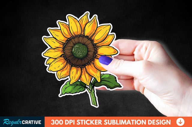 Cute Sunflower Sticker Clipart Sublimation Regulrcrative 