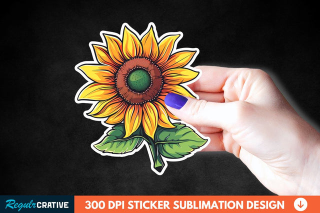 Cute Sunflower Sticker Clipart Sublimation Regulrcrative 