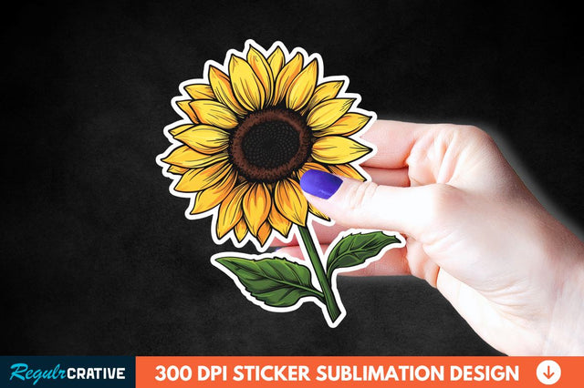 Cute Sunflower Sticker Clipart Sublimation Regulrcrative 