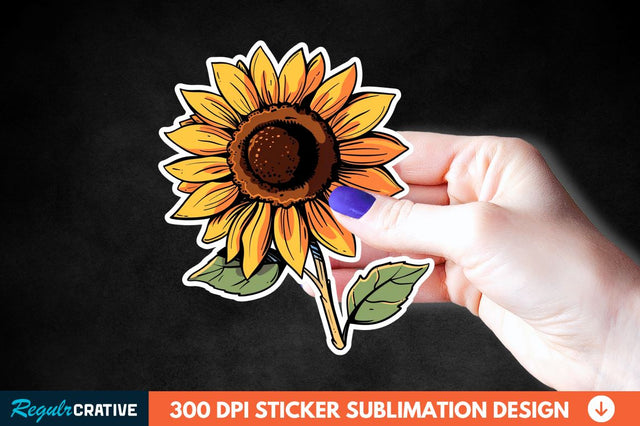 Cute Sunflower Sticker Clipart Sublimation Regulrcrative 