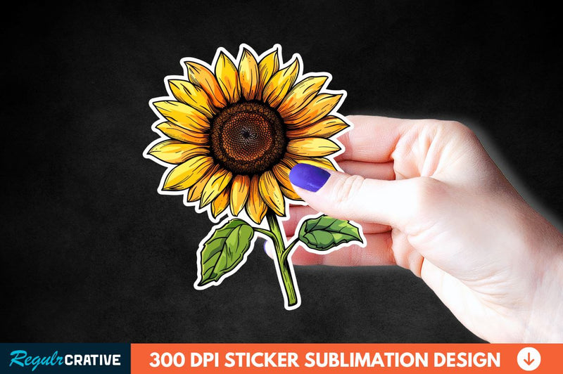 Cute Sunflower Sticker Clipart Sublimation Regulrcrative 