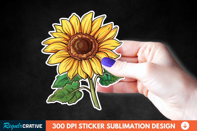 Cute Sunflower Sticker Clipart Sublimation Regulrcrative 