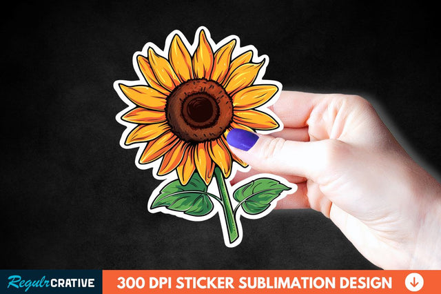 Cute Sunflower Sticker Clipart Sublimation Regulrcrative 