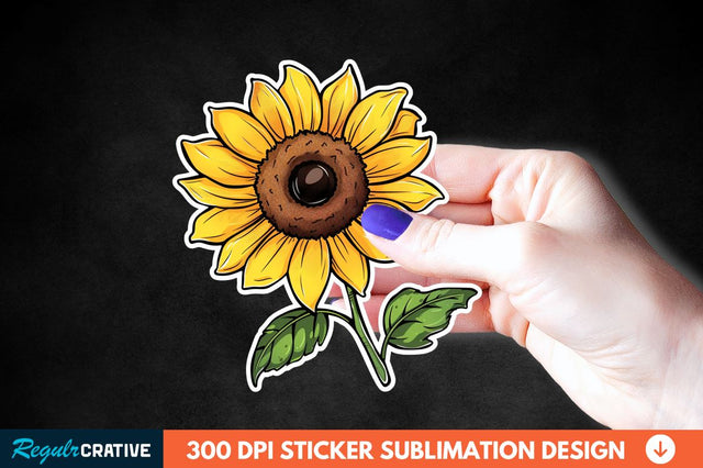 Cute Sunflower Sticker Clipart Sublimation Regulrcrative 