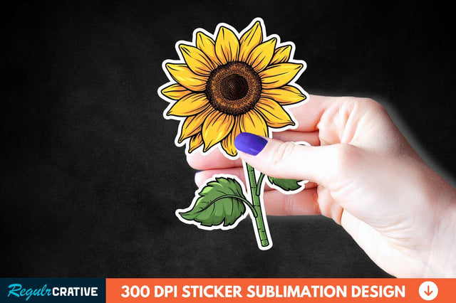 Cute Sunflower Sticker Clipart Sublimation Regulrcrative 