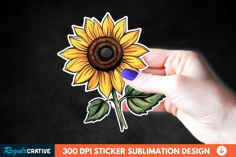 Cute Sunflower Sticker Clipart Sublimation Regulrcrative 