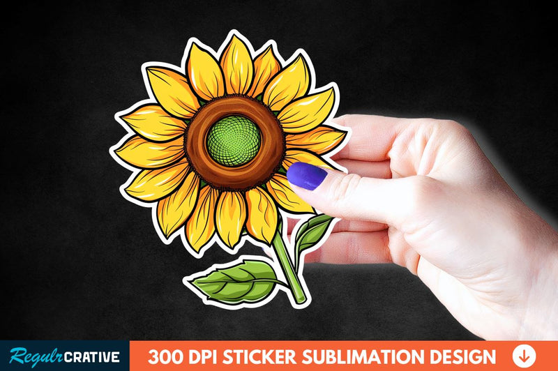Cute Sunflower Sticker Clipart Sublimation Regulrcrative 