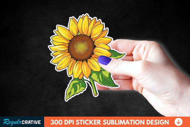 Cute Sunflower Sticker Clipart Sublimation Regulrcrative 