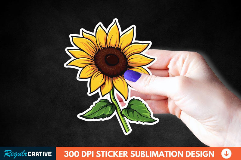 Cute Sunflower Sticker Clipart Sublimation Regulrcrative 