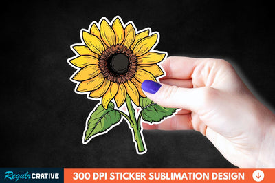 Cute Sunflower Sticker Clipart Sublimation Regulrcrative 