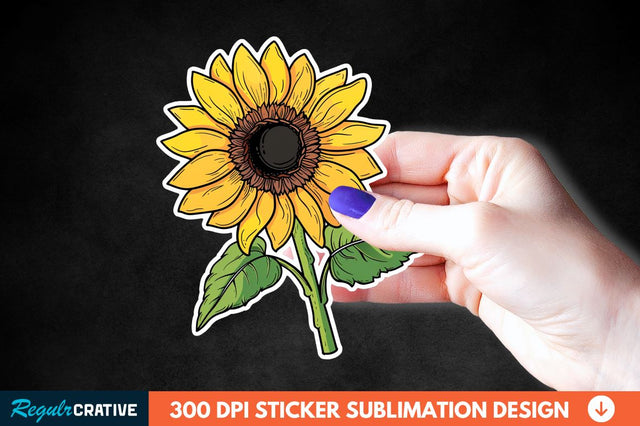 Cute Sunflower Sticker Clipart Sublimation Regulrcrative 