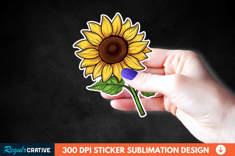 Cute Sunflower Sticker Clipart Sublimation Regulrcrative 