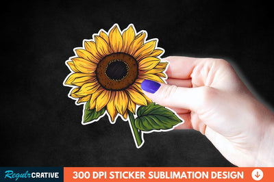 Cute Sunflower Sticker Clipart Sublimation Regulrcrative 