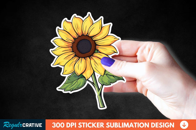Cute Sunflower Sticker Clipart Sublimation Regulrcrative 