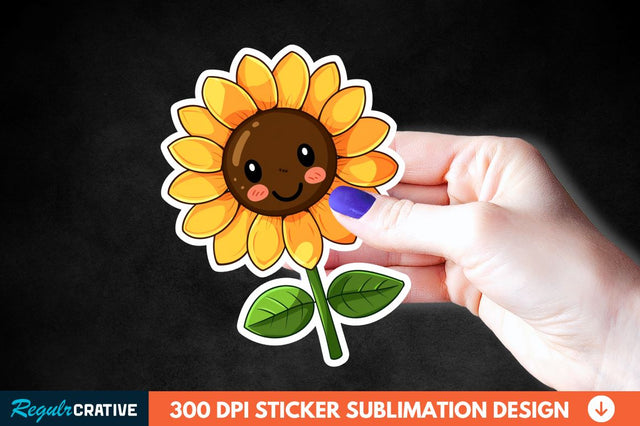 Cute Sunflower Sticker Clipart Sublimation Regulrcrative 