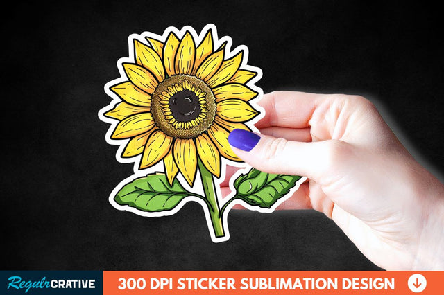 Cute Sunflower Sticker Clipart Sublimation Regulrcrative 