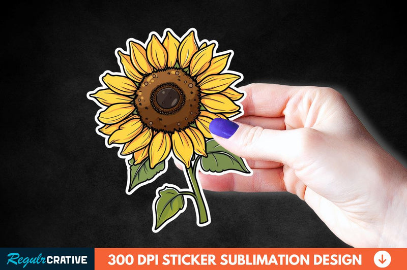 Cute Sunflower Sticker Clipart Sublimation Regulrcrative 