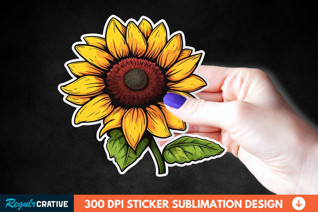 Cute Sunflower Sticker Clipart Sublimation Regulrcrative 