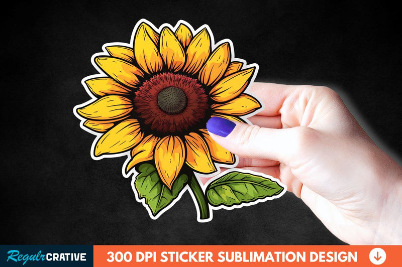 Cute Sunflower Sticker Clipart Sublimation Regulrcrative 