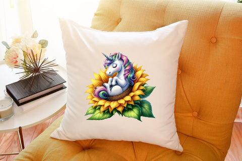 Cute Sunflower Unicorn Clipart Sublimation designartist 