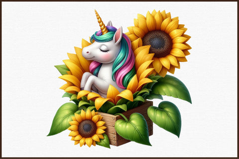 Cute Sunflower Unicorn Clipart Sublimation designartist 