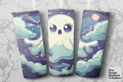 Cute Surprised Baby Ghost Sublimation Tumbler Wrap Sublimation Fine Purple Elephant Creations 