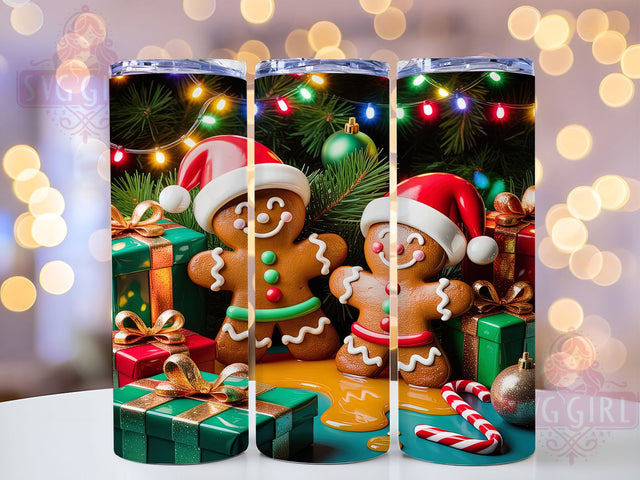 Cute Sweet Gingerbread Christmas Tumbler, Festive Holiday Wrap, Cute Cookie Sublimation, Sweet Christmas Cup, 20Oz Skinny Tumbler Wrap, Holiday Baking Mug, Whimsical Gingerbread Design Sublimation SvggirlplusArt 